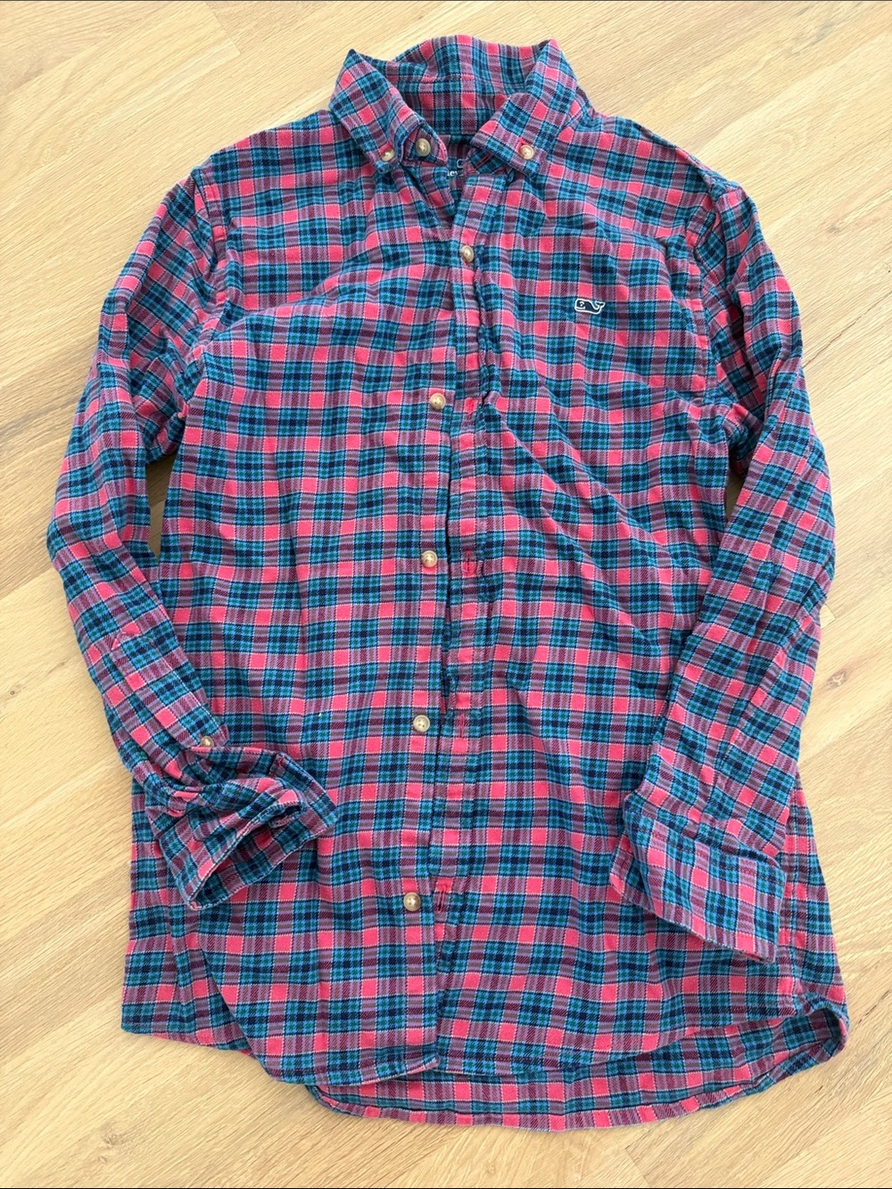Vineyard Vines Red and Blue Plaid Button-Down Shirt